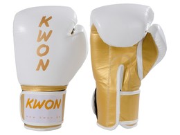 Kickboxhandschuhe KO Champ 10oz Gold-Weiß